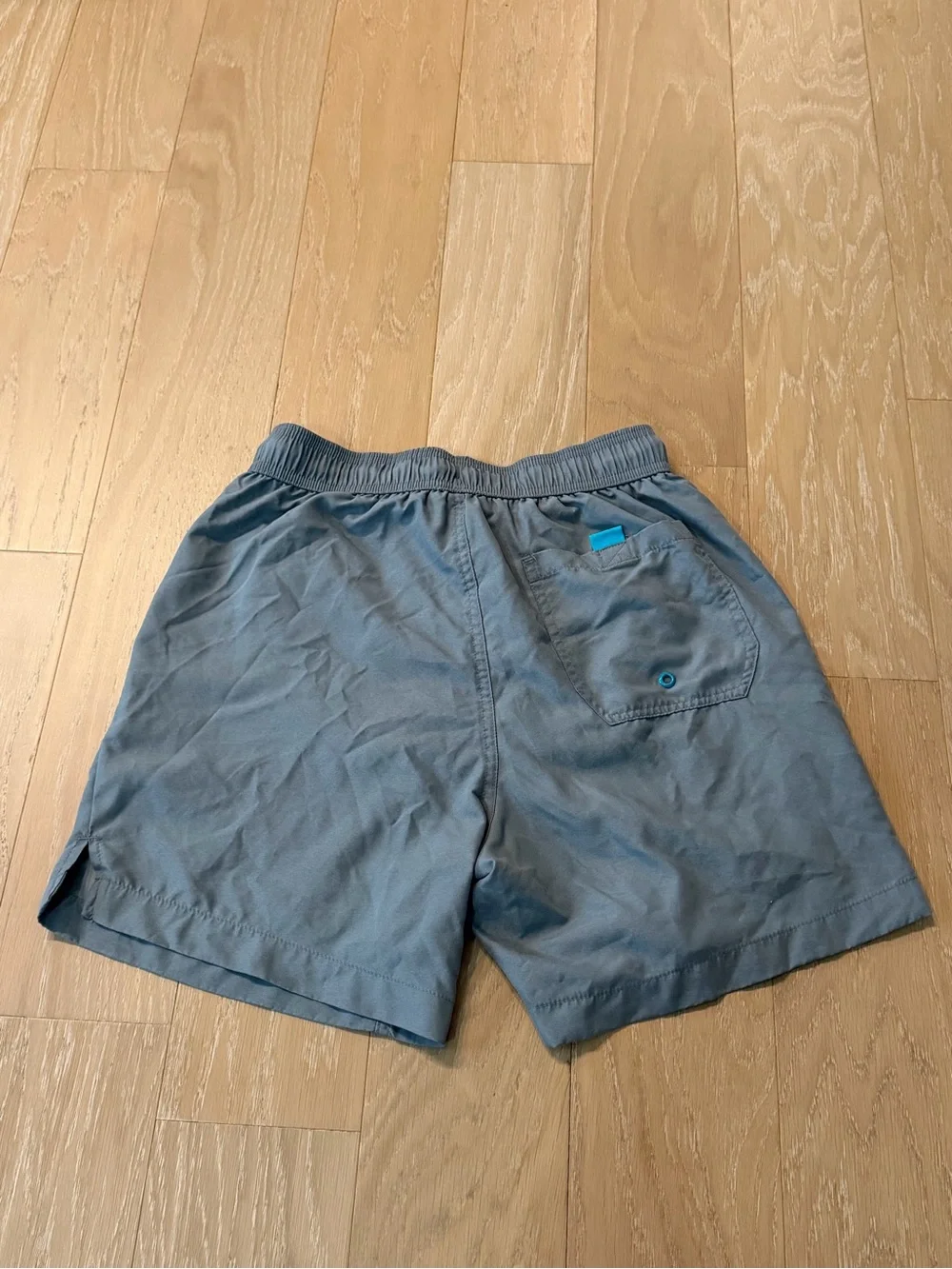 George Men's Swim Trunks in Gray with Teal Drawstring